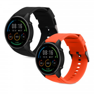 Set 2 Curele Kwmobile pentru Xiaomi Mi Watch Color Sport/S1 Active, Portocaliu/Negru, Silicon, 58971.04 - Img 2
