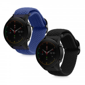 Set 2 curele kwmobile pentru Xiaomi Mi Watch Color Sport/Watch S1 Active, Nylon, Negru/Albastru, 59518.04 - Img 2