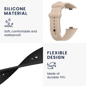 Set 2 Curele Kwmobile pentru Xiaomi Redmi Watch 4, Negru/Bej, Silicon, KWM000025BA002C - Img 3