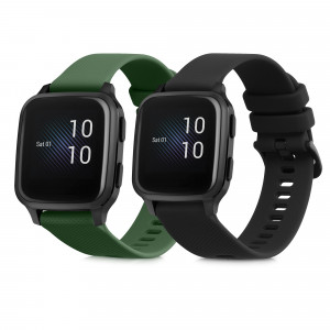 Set 2 curele pentru Garmin Venu Sq/Venu Sq Music, Kwmobile, Negru/Verde, Silicon, 57776.03 - Img 1