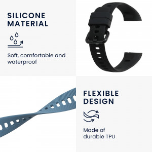 Set 2 Curele pentru Honor Band 5/Band 4, Kwmobile, Negru/Albastru, Silicon, 59596.02 - Img 4