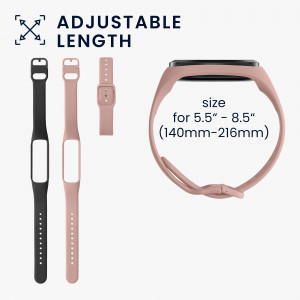 Set 2 Curele pentru Samsung Galaxy Fit 2, Kwmobile, Negru/Roz, Silicon, 53962.10 - Img 7