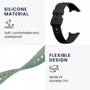 Set 2 Curele pentru Xiaomi Mi Band 7 Pro, Kwmobile, Negru/Verde, Silicon, 59602.02 - Img 4