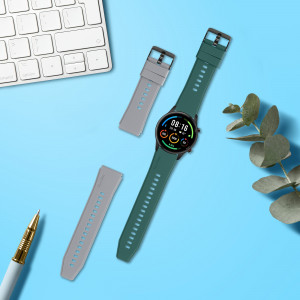 Set 2 curele pentru Xiaomi Mi Watch Color Sport/Watch S1 Active, Kwmobile, Gri/Verde, Silicon, 58971.02 - Img 3