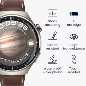 Set 2 Folii de protectie Kwmobile pentru Huawei Watch 4 Pro, Transparent/Negru, Polimer, KWM000024VZ001C - Img 3