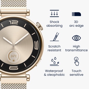 Set 2 Folii de protectie Kwmobile pentru Huawei Watch GT 4 (41mm), Transparent/Negru, Polimer, KWM0000251T001C - Img 3