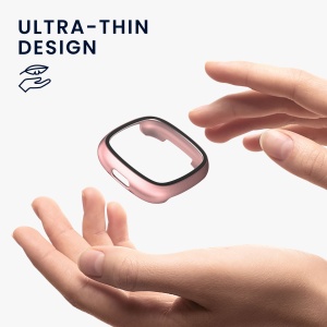 Set 2 Huse Kwmobile cu sticla securizata pentru Fitbit Versa 4/Sense 2, Negru/Roz, Plastic, KWM000024UJ005C - Img 4