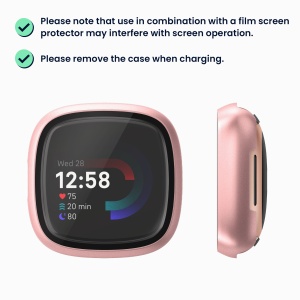 Set 2 Huse Kwmobile cu sticla securizata pentru Fitbit Versa 4/Sense 2, Negru/Roz, Plastic, KWM000024UJ005C - Img 6