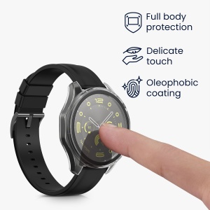 Set 2 Huse Kwmobile cu sticla securizata pentru Huawei Watch GT 4 (46mm), Transparent/Negru, Plastic, KWM0000254O002C - Img 3