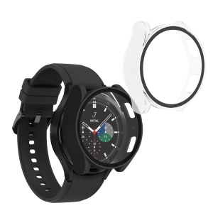 Set 2 Huse Kwmobile cu sticla securizata pentru Samsung Galaxy Watch 6, Negru/Transparent, Plastic, KWM000024TD001C - Img 1