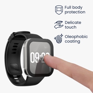 Set 2 Huse Kwmobile cu sticla securizata pentru Xiaomi Redmi Watch 4, Transparent/Negru, Plastic, KWM000025BG002C - Img 3