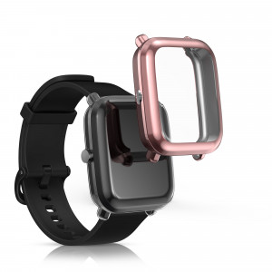 Set 2 huse pentru Huami Amazfit A1608/Amazfit Bip U/Amazfit U pro, Kwmobile, Transparent/Roz, Silicon, 57435.03 - Img 2