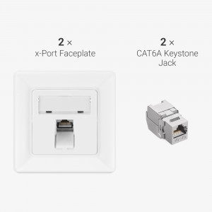 Set 2 Prize ecranate de retea RJ45 cu 2 mufe CAT 6A, Kwmobile, Alb, Metal, 54571.01.02 - Img 7