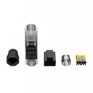 Set 4 Mufe CAT6A RJ-45 pentru cabluri Ethernet CAT6A ecranate, Kwmobile, Argintiu/Negru, Metal, 52520.04 - Img 5