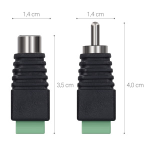 Set 5 Adaptoare audio/video cu RCA mama si tata, Kwmobile, Negru/Verde, Plastic, 42949 - Img 4