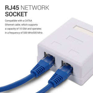 Set 5 Prize duble de RJ45 retea pentru cablu Ethernet CAT6A, Kwmobile, Alb, Metal, 50059.02.01 - Img 3