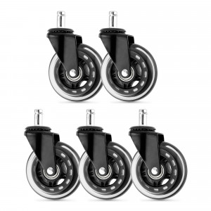 Set 5 Roti pentru scaun de birou tija 11 mm, Kwmobile, Negru, Poliuretan, 53129.01 - Img 2