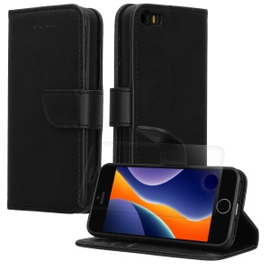 Set Husa si Folie de protectie Kwmobile pentru Apple iPhone 5/iPhone 5s/iPhone SE, Negru, Piele ecologica/Silicon, KWM000022VG001C - Img 2