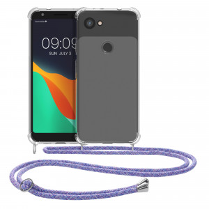 Bumper kwmobile pentru Google Pixel 3a, Silicon, Transparent/Mov, 48875.108 - Img 2