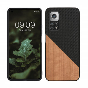 Bumper kwmobile pentru Xiaomi Mi 10T/Mi 10T Pro, Lemn, Maro/Negru, 56623.03 - Img 1