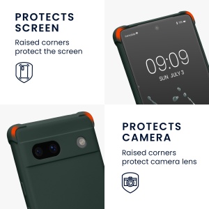 Husa Kwmobile cu jnur pentru Google Pixel 7a, Verde inchis, Silicon, KWM000019YH008C - Img 4
