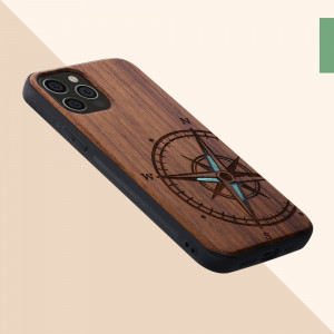Husa kwmobile pentru Apple iPhone 12/iPhone 12 Pro, Lemn, Maro/Albastru, 52734.16 - Img 6