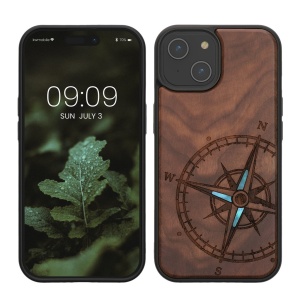 Husa Kwmobile pentru Apple iPhone 15, Maro, Lemn/Silicon, KWM000020EG002C - Img 1