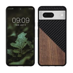 Husa Kwmobile pentru Google Pixel 8, Maro/Negru, Lemn/Silicon, 61873.01 - Img 1