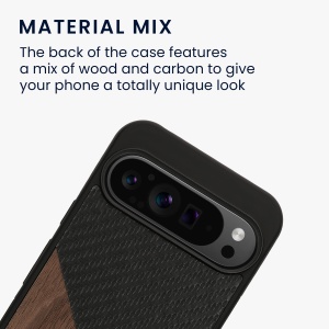 Husa Kwmobile pentru Google Pixel 9 Pro XL, Maro/Negru, Lemn/Silicon, KWM000020QS001C - Img 4