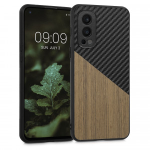 Husa Kwmobile pentru OnePlus Nord 2 5G, Lemn, Maro/Negru, 57498.01 - Img 1