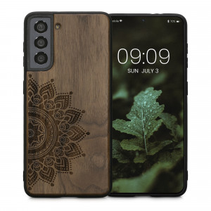 Husa Kwmobile pentru Samsung Galaxy S21, Lemn, Maro, 55082.02 - Img 2