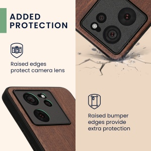 Husa Kwmobile pentru Xiaomi 13T/13T Pro, Maro/Albastru, Lemn, KWM000020IR002C - Img 3