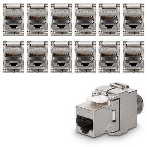 Set 12 Mufe CAT6A de 10 Gbit pentru cabluri Ethernet RJ45, Kwmobile, Argintiu, Metal, 45358.12 - Img 2
