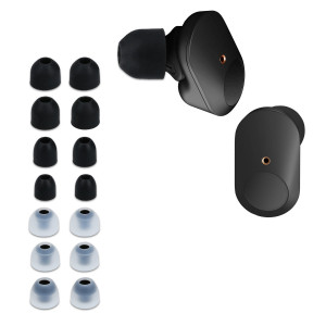 Set 14 Varfuri de schimb pentru casti Sony WF-1000XM3/WF-1000XM4, Kwmobile, Negru/Transparent, Silicon, 50710.01 - Img 1