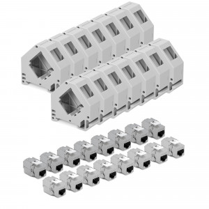 Set 16 Mufe CAT6A de 10 Gbit pentru cabluri Ethernet RJ45, Kwmobile, Gri, Metal, 47696.16 - Img 1