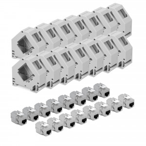 Set 16 Mufe CAT6A de 10 Gbit pentru cabluri Ethernet RJ45, Kwmobile, Gri, Metal, 47696.16 - Img 2