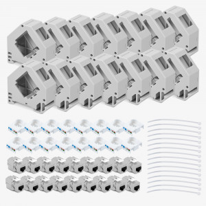 Set 16 Mufe CAT6A de 10 Gbit pentru cabluri Ethernet RJ45, Kwmobile, Gri, Metal, 47696.16 - Img 7