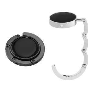 Set 2 Carlige de masa pentru genti, Kwmobile, Argintiu/Negru, Aluminiu, 48556.05 - Img 1