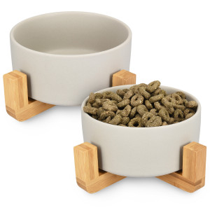 Set 2 Castroane + suport, Caini/ Pisici, Alb, 850 ml, 48350.22 - Img 1