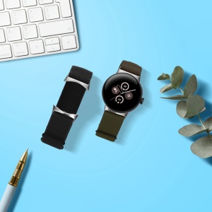 Set 2 Curele Kwmobile pentru Google Pixel Watch 2/Pixel Watch, Negru/Verde inchis, Nylon, KWM000025BF003C - Img 3