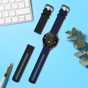 Set 2 Curele Kwmobile pentru Huawei Watch GT 4 (46mm), Negru/Albastru inchis, Silicon, KWM0000254A001C - Img 7