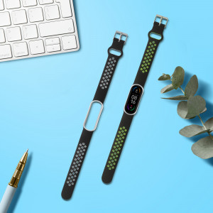 Set 2 curele kwmobile pentru Xiaomi Mi Smart Band 6/Mi Band 6/Band 5, Silicon, Gri/Verde, 59792.02 - Img 3