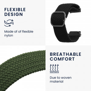Set 2 curele pentru Xiaomi Mi Watch Color Sport/Watch S1 Active, Kwmobile, Negru/Verde, Nylon, 59518.01 - Img 4