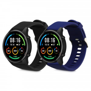 Set 2 curele pentru Xiaomi Mi Watch/Mi Watch Color Sport, Kwmobile, Negru/Albastru, Silicon, 58466.01 - Img 1