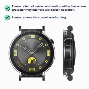 Set 2 Huse Kwmobile cu sticla securizata pentru Huawei Watch GT 4 (41mm), Transparent/Negru, Plastic, KWM0000254P002C - Img 6