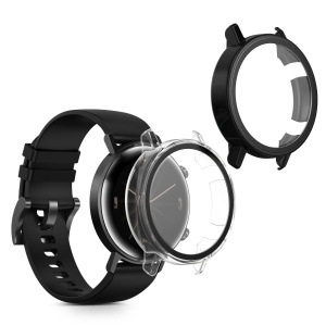 Set 2 Huse Kwmobile cu sticla securizata pentru Huawei Watch GT2 (42mm), Transparent/Negru, Plastic, KWM000011XH003C - Img 1