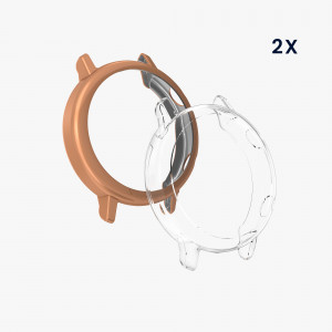 Set 2 huse kwmobile pentru Huawei Watch GT2 (42mm), Silicon, Transparent/Roz, 52276.04 - Img 5