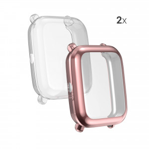 Set 2 huse pentru Huami Amazfit A1608/Amazfit Bip U/Amazfit U pro, Kwmobile, Transparent/Roz, Silicon, 57435.03 - Img 5