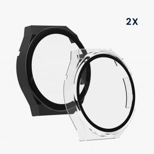 Set 2 huse pentru Huawei Watch GT 3 Pro (46mm), Kwmobile, Negru/Transparent, Plastic, 58882.01 - Img 6