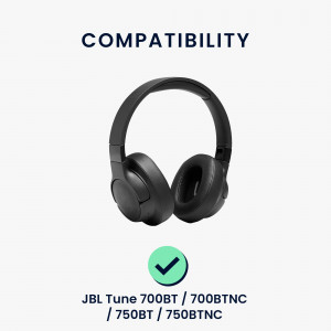Set 2 Perne de urechi pentru casti JBL Tune 700BT/Tune 700BTNC/Tune 750BT, Kwmobile, Negru, Piele ecologica, 59040.01 - Img 3